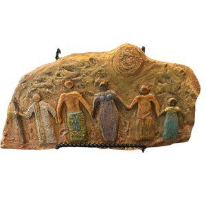 UDC “2000” Ancient Community Of Friends Folk Art Wall Hanging Pottery 12 x 6.5”